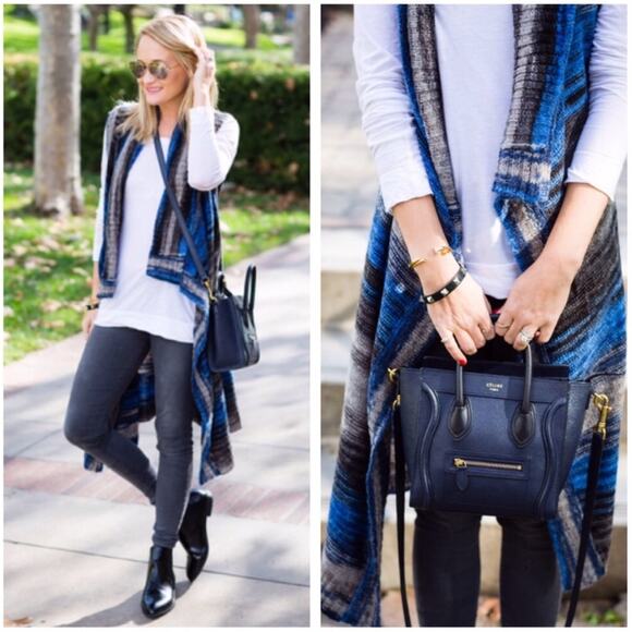 Anthropologie Women's‎ Moth Spacedyed Blue Duster Vest Cardigan Size XS - Picture 1 of 6